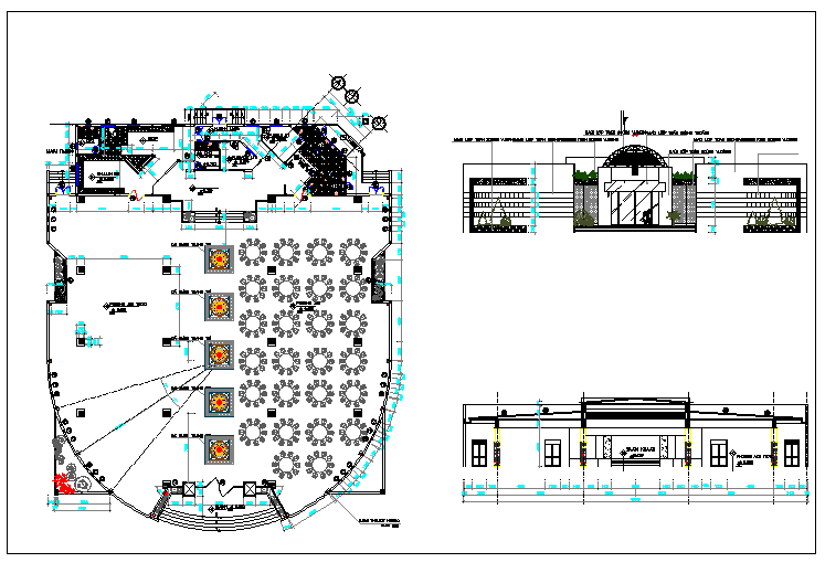 Interior floor plan of a cafe dwg file