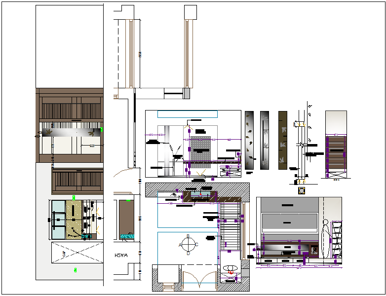Interior Furniture Elevation and Side View CAD Drawing