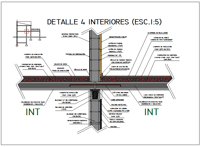Interior of inside room detail dwg file