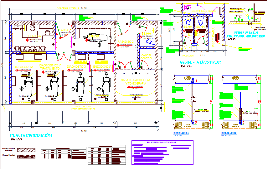 Interior view of dentistry for hospital plan with detail view dwg file