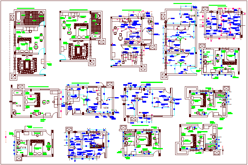 Interior view of main building plan, furniture & electrical dwg file