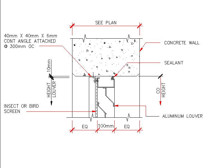 Interior Aluminum Louver In Concrete Wall Cad File | AutoCAD