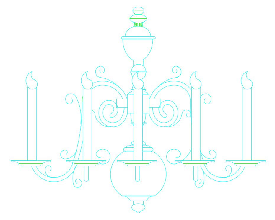 Interior Decorate Candle Lamp Drawing Download DWG File