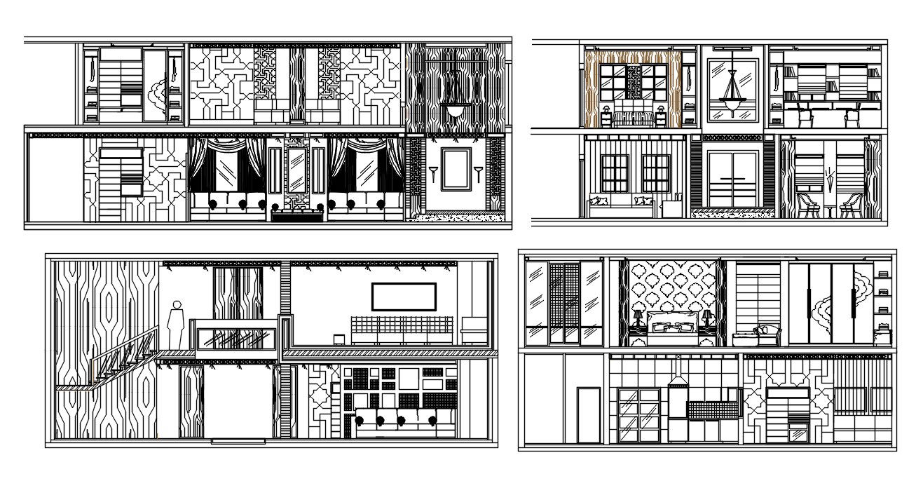 Interior House Elevation Design Download DWG File
