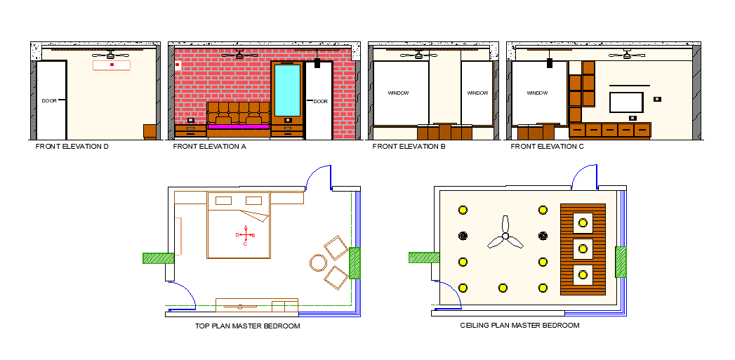 Interior Plan Of Master Bedroom AutoCAD Layout