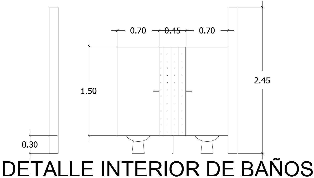 Interior detail of the bathroom building is given in this Autocad drawing file.Download now.