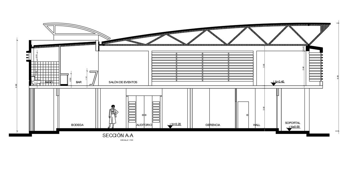Interior section detail of Commercial building defined in this file | Download this 2d AutoCAD drawing file.