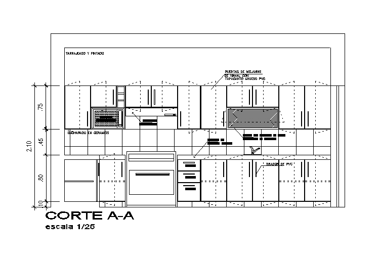 Interior section of wardrobe detail specified in this AutoCAD drawing file. Download the AutoCAD drawing file.