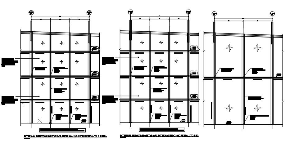 Internal elevation on typical internal blockwork wall to cinema Section details is given in this 2D AutoCAD DWG drawing.Download the AutoCAD 2D DWG file.