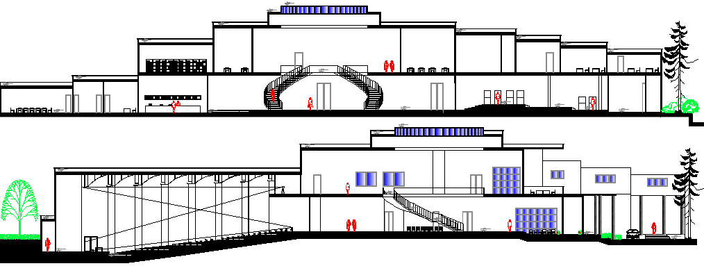International Center of Conference Architecture Design an Elevation dwg file
