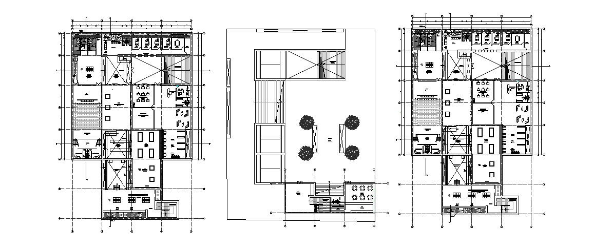 Interpretation office center floor distribution plan cad drawing details dwg file