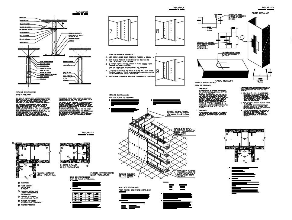 Intersection wall construction AutoCAD drawing model