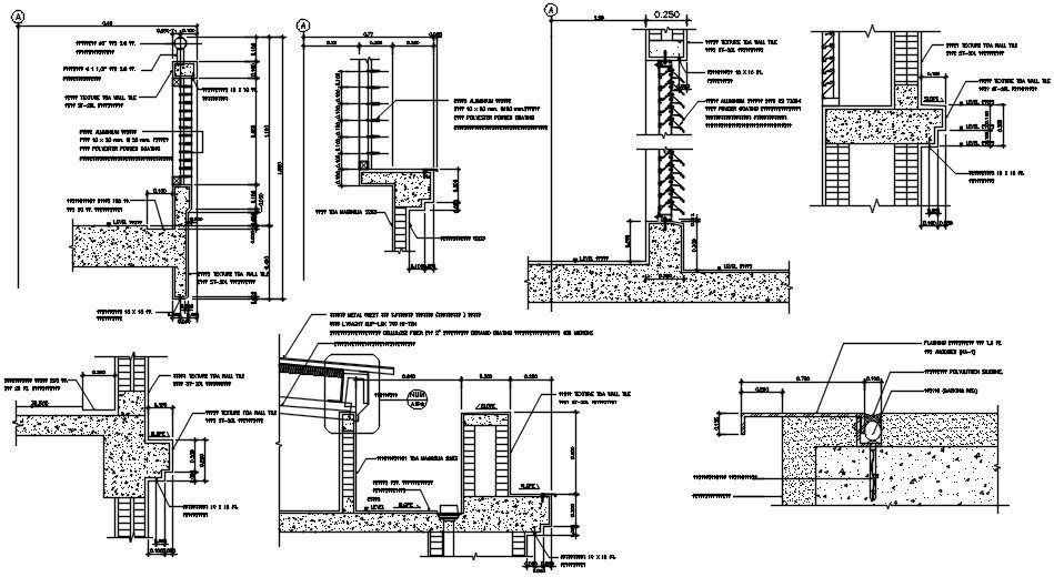 In this Drawing file Toa wall tile Texture typical section details, AutoCAD 2D DWG drawing file is given. Download the AutoCAD free DWG file.
