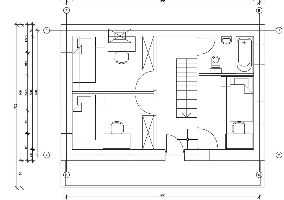 In this file, 9x9m duplex house plan first floor layout
