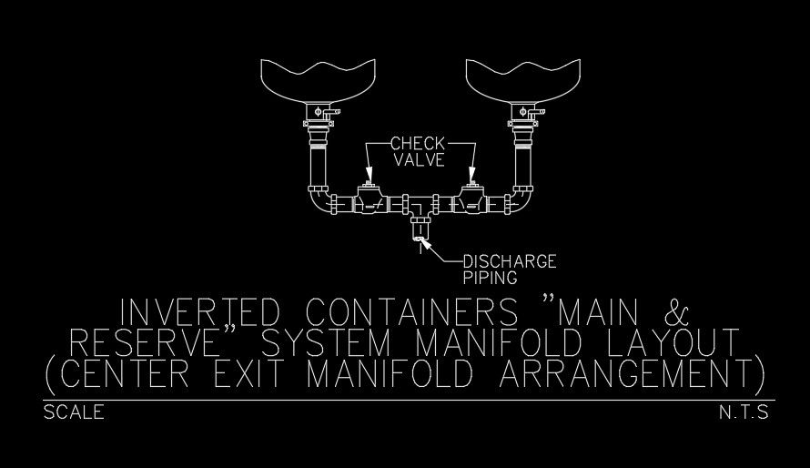 Inverted containers main & reserve system manifold layout AutoCAD drawing