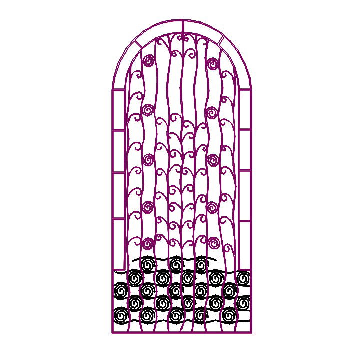 Iron Grill Gate Drawing Free DWG File