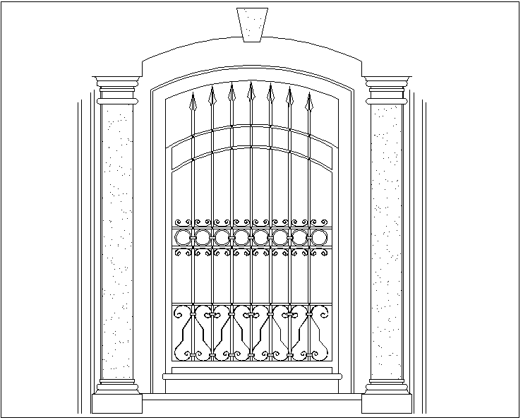 Iron door design view with column view