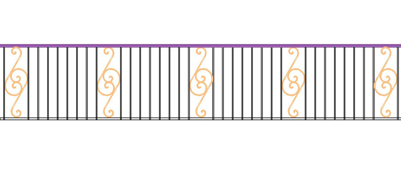 Iron railing Wall 3d Design DWG File