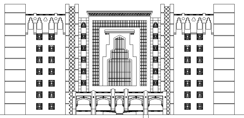 Islamic Hospital Architecture Design and Elevation dwg file