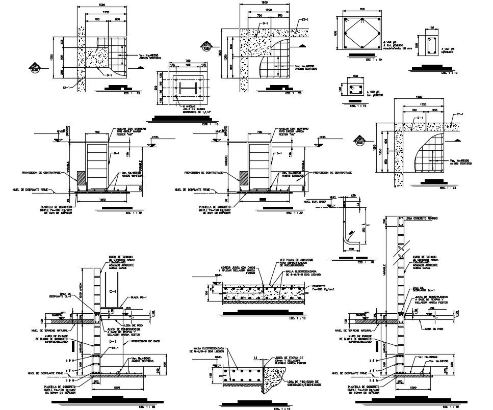 Isolated Footing Design CAD Drawing