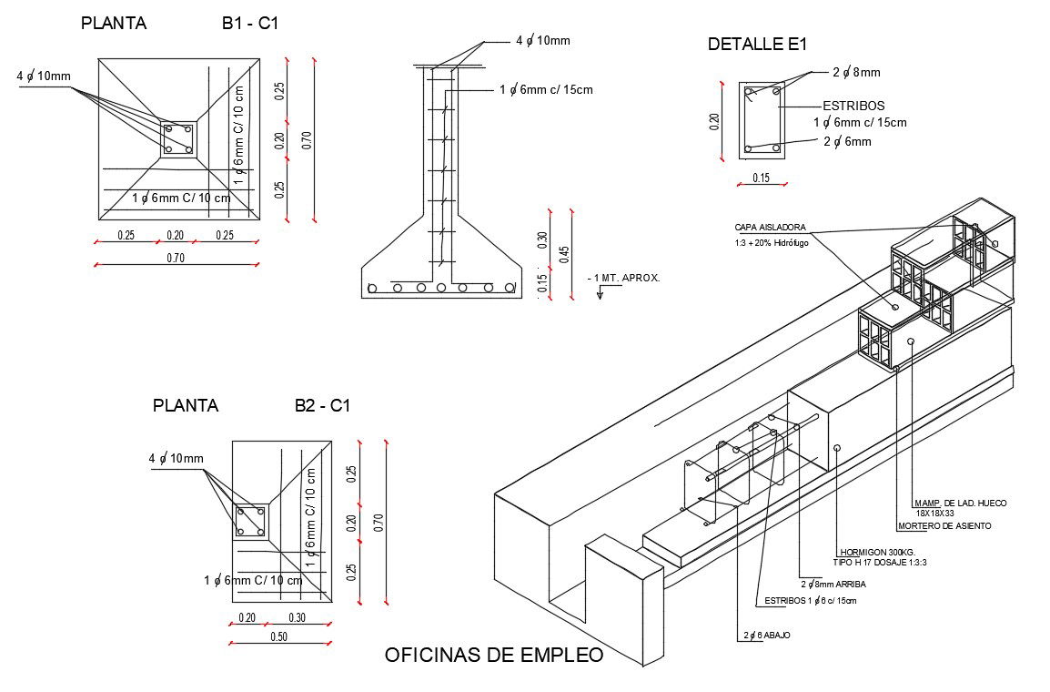 Isolated Footing Design RCC Structure CAD Drawing