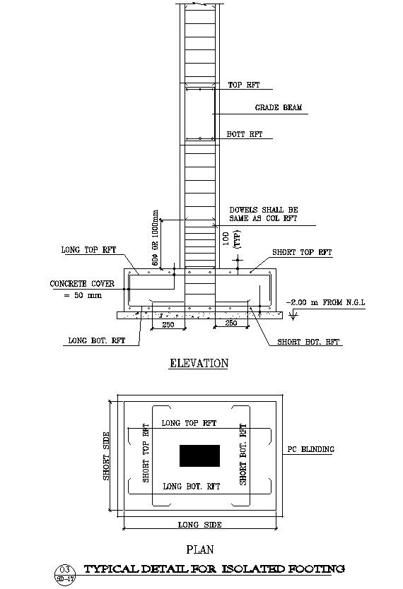 Isolated Footing CAD Detail for AutoCAD Drawings
