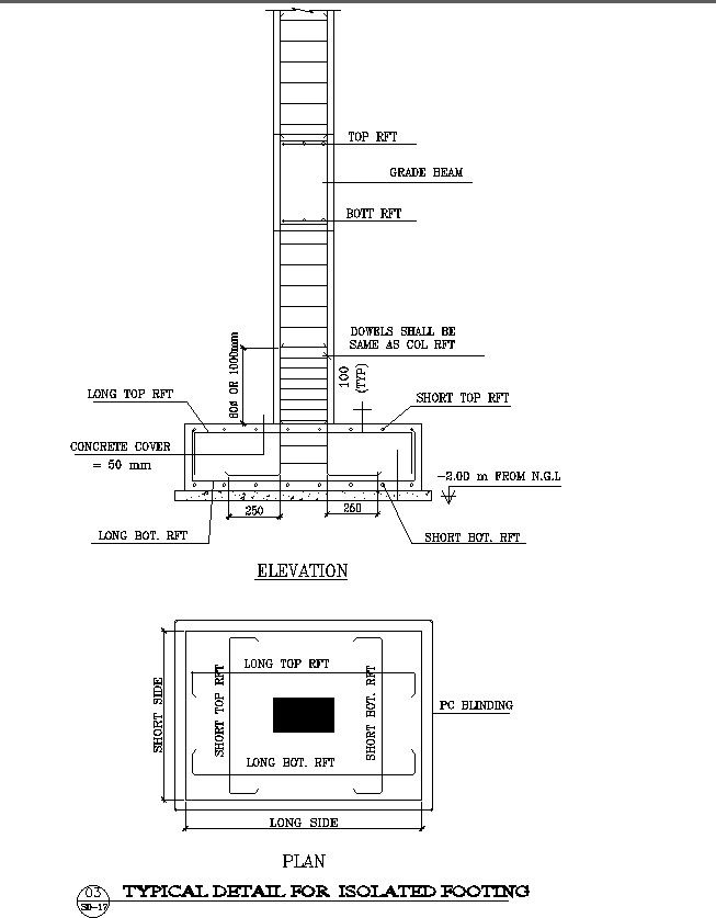 Isolated Footing Detail CAD Drawing in DWG File