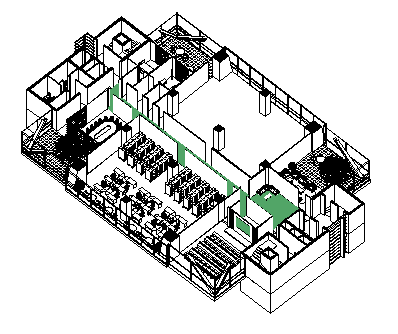 Isometric 3D view design, Power company Office layout drawing