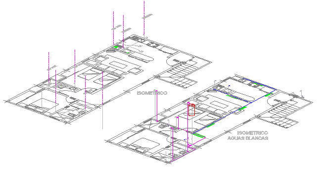 Isometric View of Apartment Unit Enlargement Project dwg file