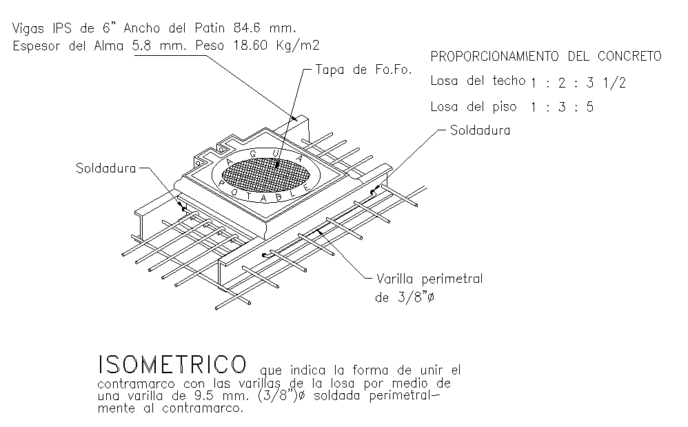 Isometric drinking water tank dwg file