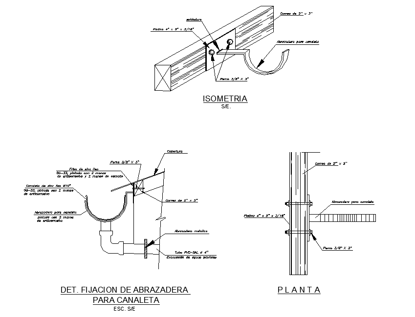 Isometric hook view detail dwg file
