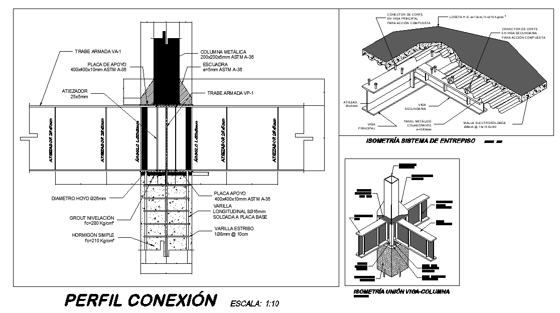 Isometric mezzanine system detail dwg file