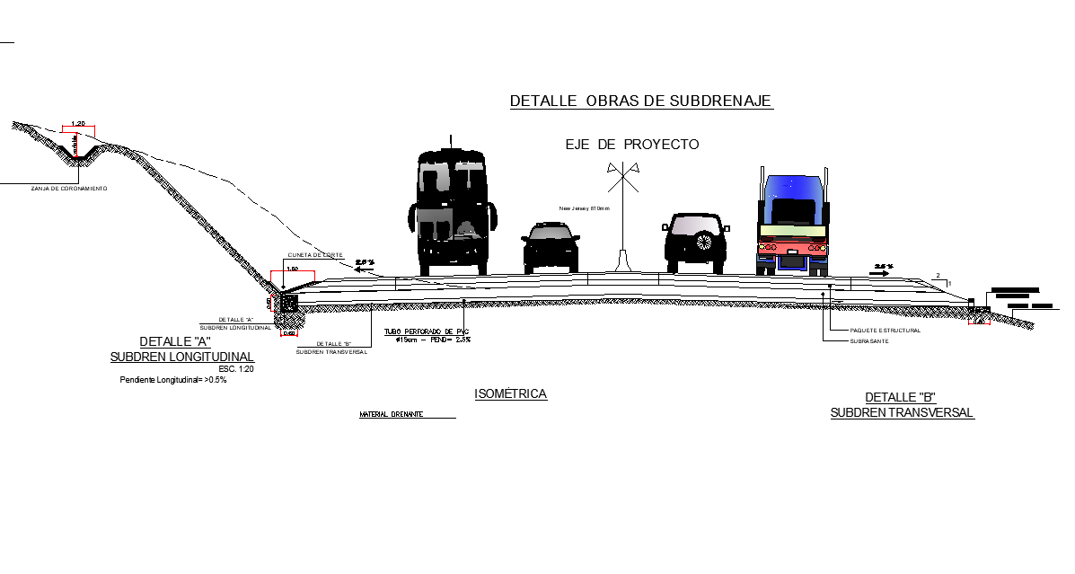 Isometric sub drain work detail dwg file