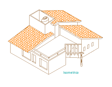 Isometric view design drawing Single family house design drawing