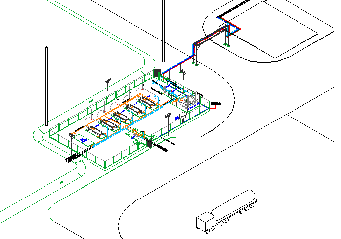 Isometric view details of industrial plant dwg file