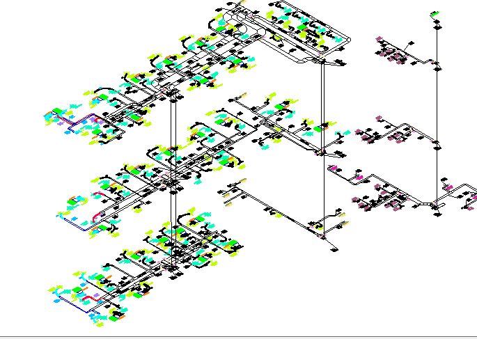 Isometric view of floor plan of office building dwg file