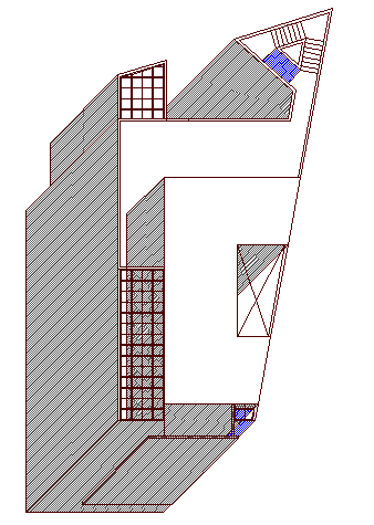Isometric view of side elevation of office building dwg file