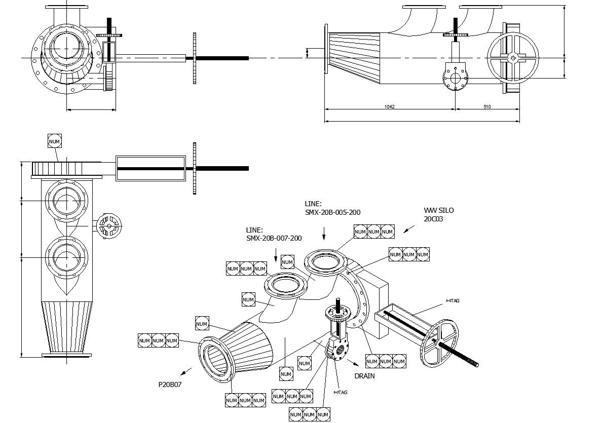 Isometric Design of LD Cleaner Pump Suction Line Detail CAD Drawing In AutoCAD DWG File
