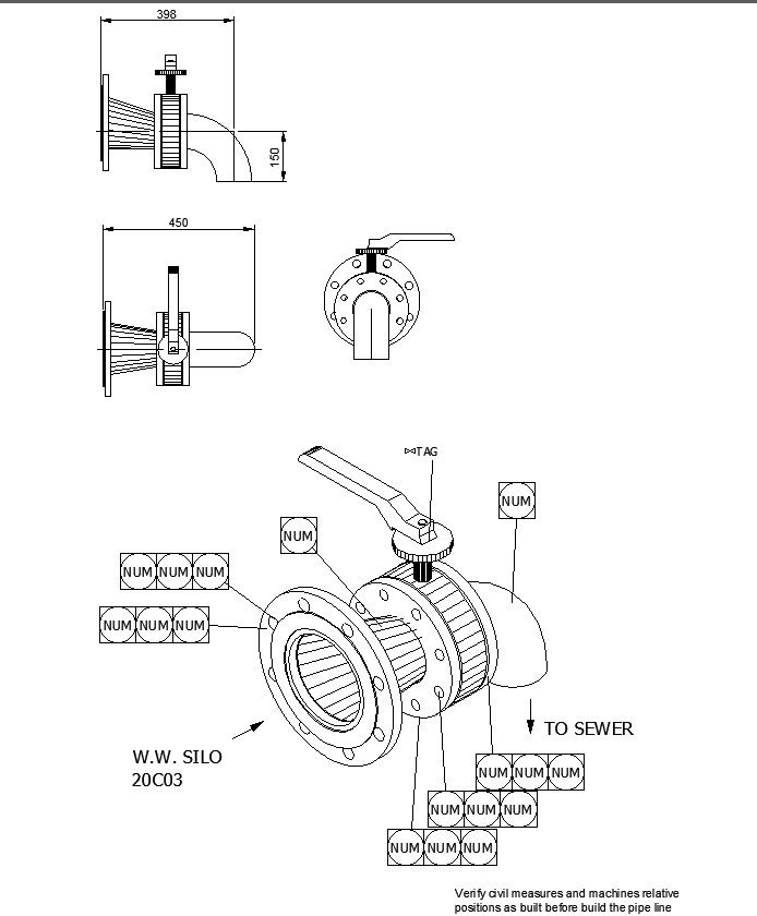 Isometric Drain Pipe Line for Wastewater Silo CAD Drawing In AutoCAD DWG File
