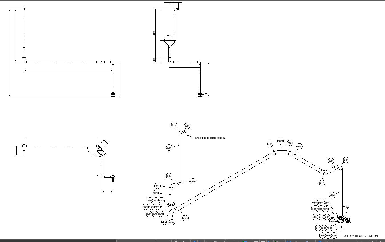 Isometric Pipe Headbox Recirculation Line Detail In AutoCAD DWG File