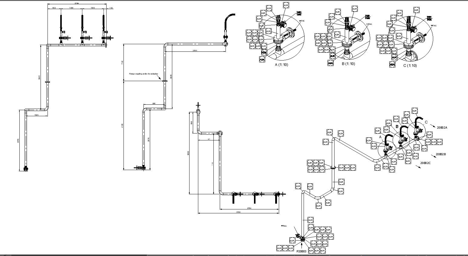 Isometric Representation of LD Cleaner Pump Delivery Line CAD Drawing