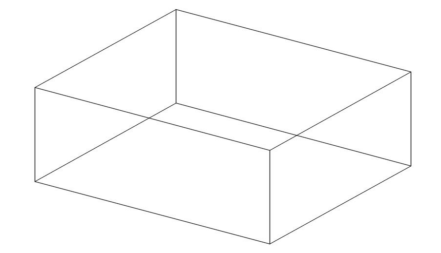 Isometric drawing of box in AutoCAD 2D drawing, CAD file, dwg file