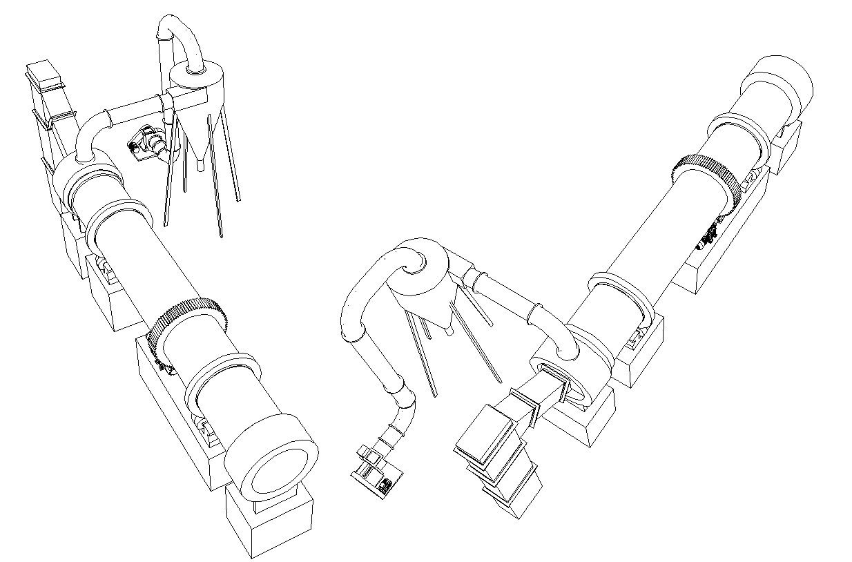 Isometric drawing of incinerator machine in detail AutoCAD 2D design, CAD file, dwg file