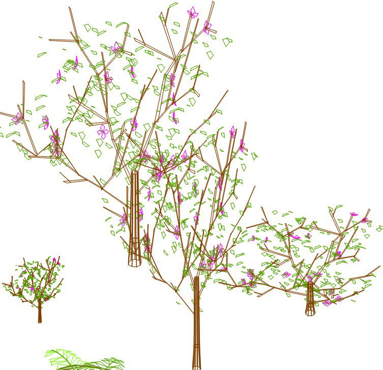 Isometric trees DWG drawing