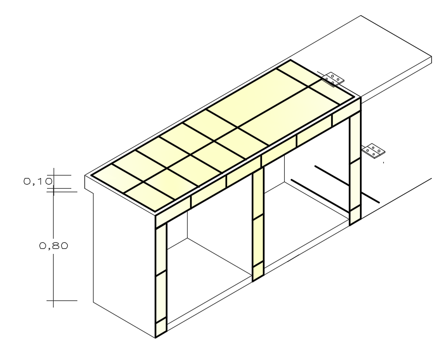 Isometric view of 2x0.55m table is given in this AutoCAD drawing model. Download now.