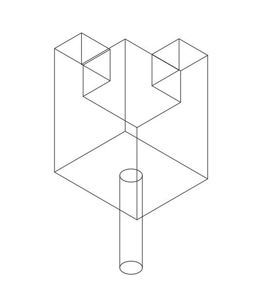 Isometric view of an object in AutoCAD design, dwg file, CAD file