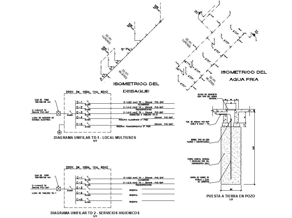 Isometric view of the 18x7m local shop drainage detail drawing is given.Download now.