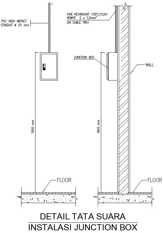 JUNCTION BOX INSTALLATION DETAILS cad blocks in AutoCAD, dwg file.
