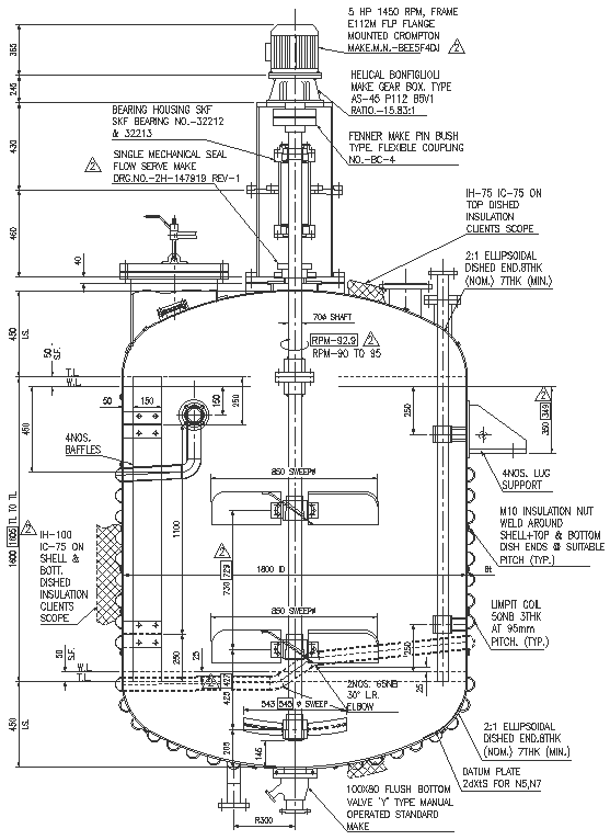 Jacketed Reactor Vessel detail DWG AutoCAD file