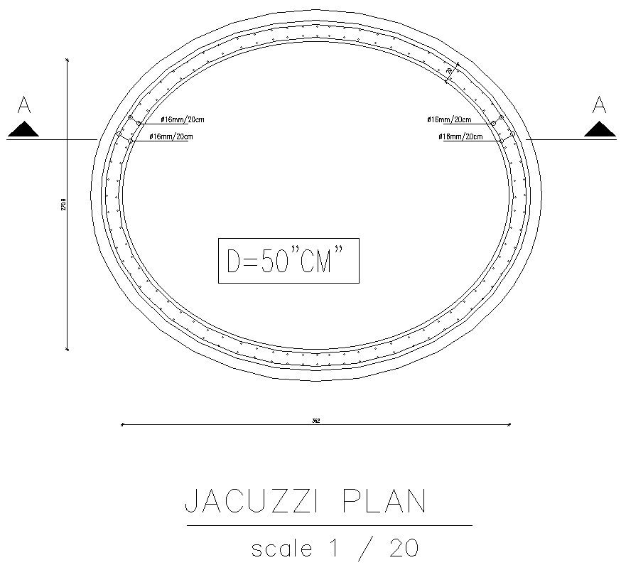Jacuzzi plan details in AutoCAD, dwg file.